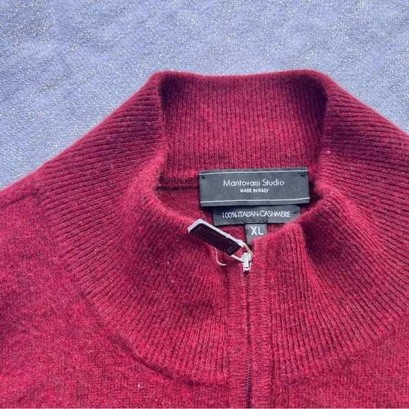 Mantovani Studio 100% Italian Cashmere Sweater Made in Italy Burgundy Men XLarge - Picture 2 of 4
